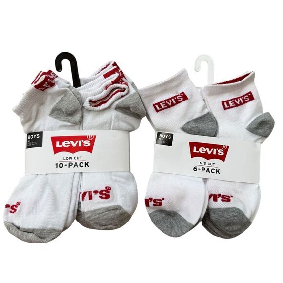Levi's Kids boys 16 pairs Socks size M shoe size 5-7Y NWT - Picture 1 of 6